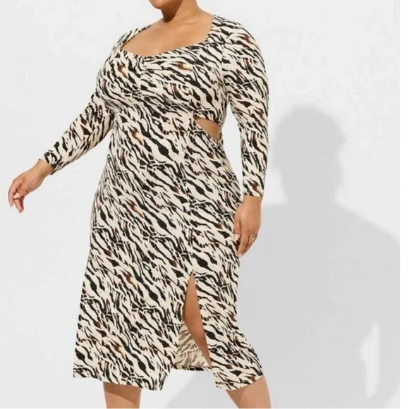 white christmas dresses Beige Zebra Print Cut Out Mini Dress | Mini Dresses